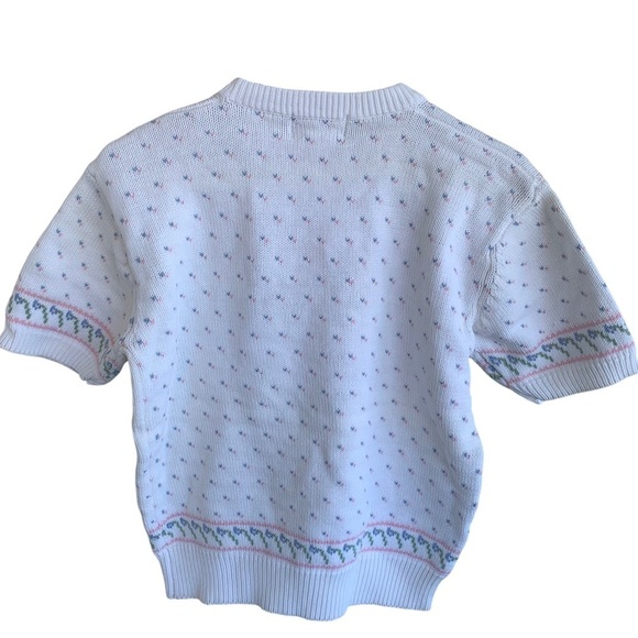 Vintage Eddie Bauer Womens Sweater Large Heart Floral Short Sleeve Grandma 1989 - Picture 3 of 5